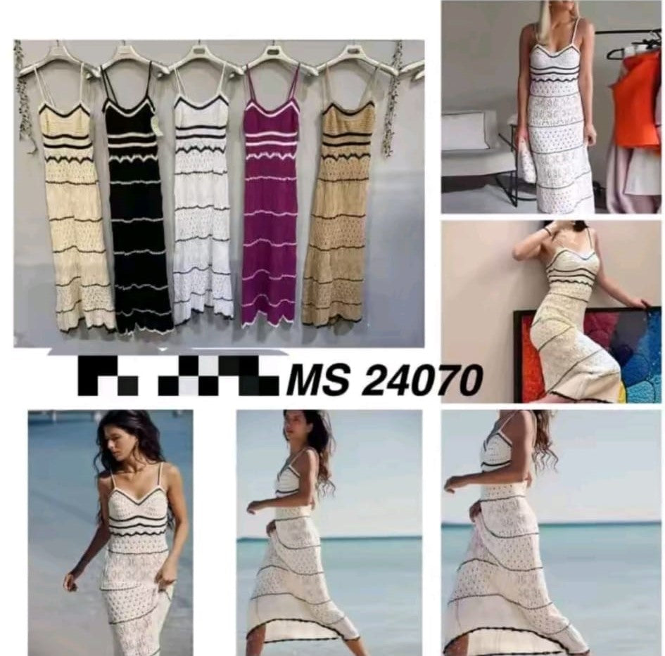 VESTIDO CROCHET BEIGE Y NEGRO